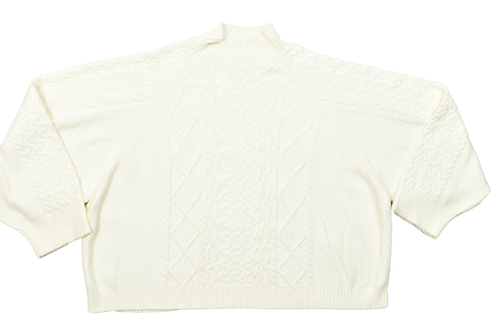 ASOS DESIGN Curve Women's Size 24 Cream Cable Knit Mock Neck Crop Sweater Plus S